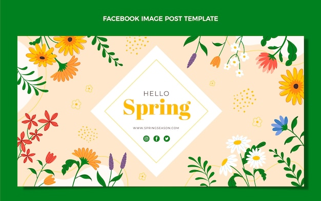 Free vector flat spring social media post template