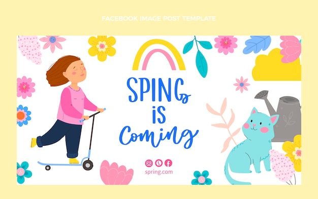 Free vector flat spring social media post template