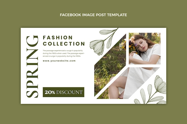 Free vector flat spring social media post template