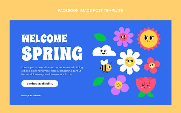 Flat spring social media post template