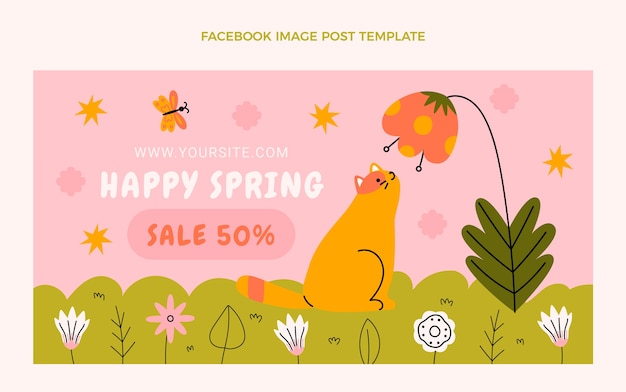 Free vector flat spring social media post template