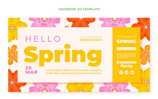 Flat spring social media promo template