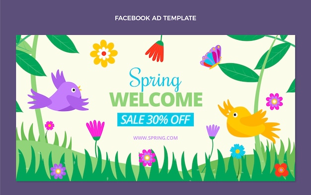 Free vector flat spring social media promo template