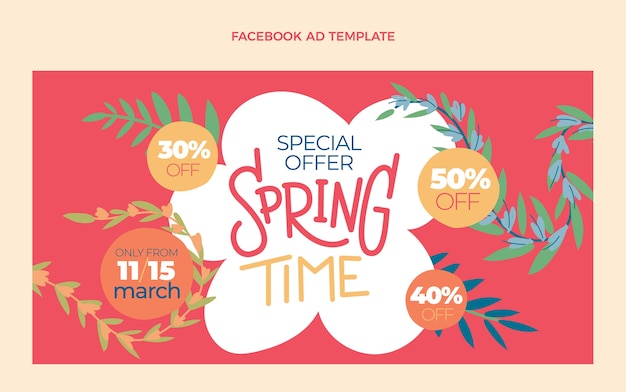 Modello promozionale di social media di primavera piatta