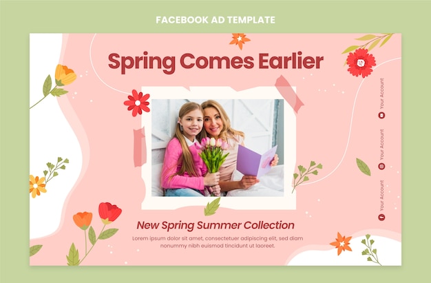 Flat spring social media promo template