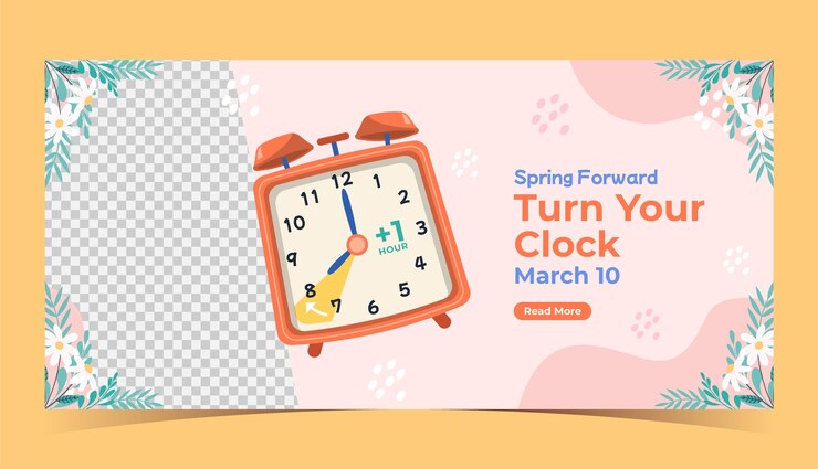 Free Vector flat spring time forward horizontal banner template