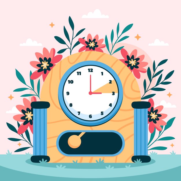 Flat spring time forward illustration