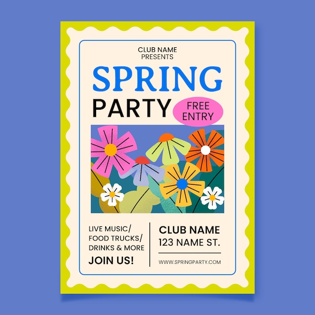 Free vector flat spring time vertical poster template