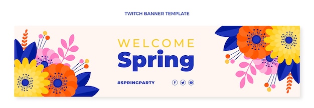 Free vector flat spring twitch banner