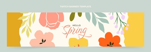 Free vector flat spring twitch banner