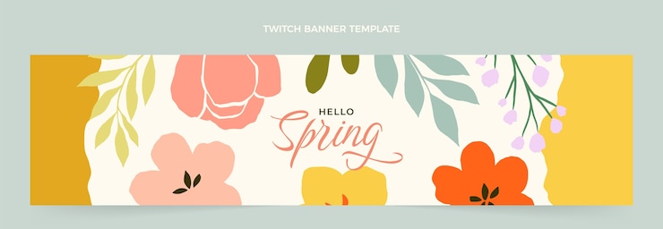 Free Vector flat spring twitch banner