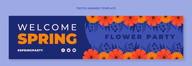 Free vector flat spring twitch banner