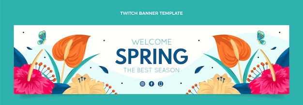 Free vector flat spring twitch banner