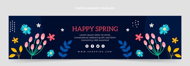 Free vector flat spring twitch banner