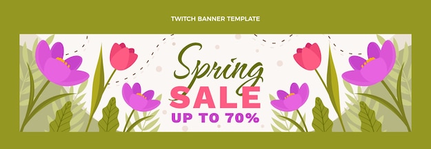 Free vector flat spring twitch banner