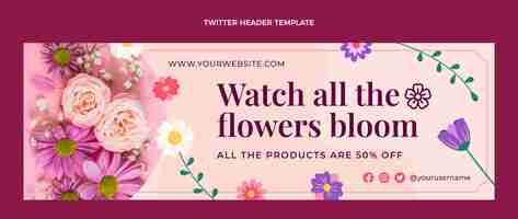 Free vector flat spring twitter header