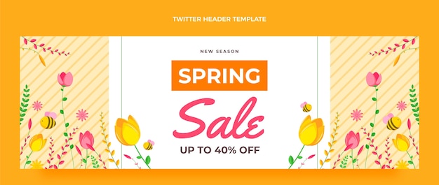 Free vector flat spring twitter header