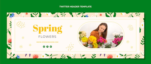 Free vector flat spring twitter header