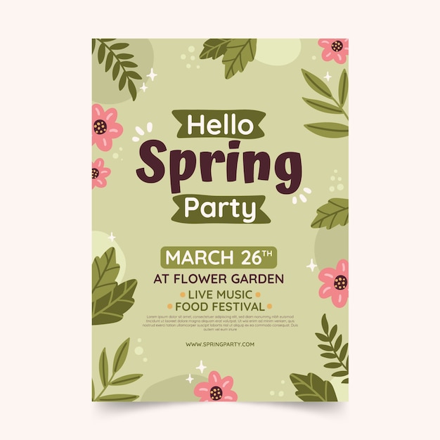 Free vector flat spring vertical poster template