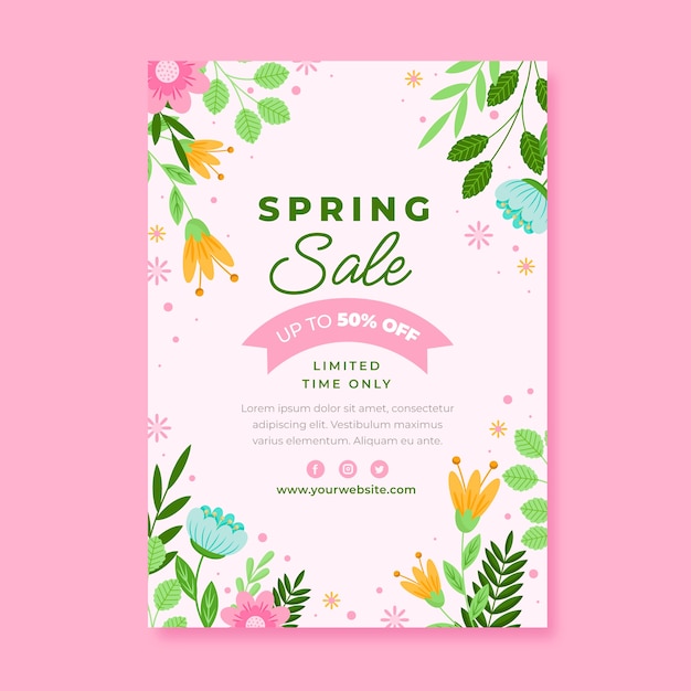 Free vector flat spring vertical poster template