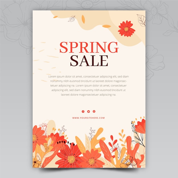 Flat spring vertical poster template