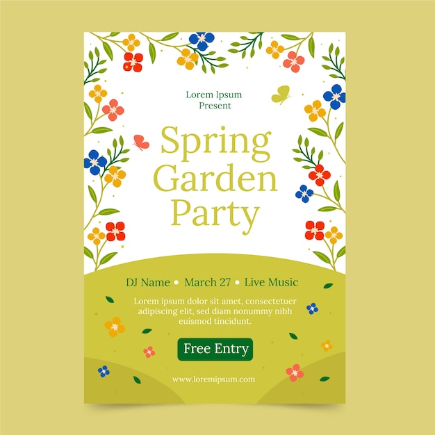 Flat spring vertical poster template