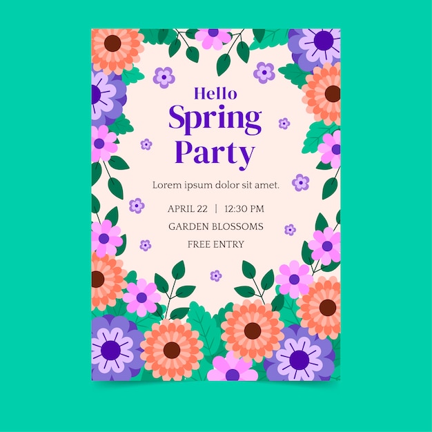 Flat spring vertical poster template