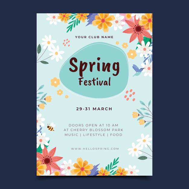 Free vector flat spring vertical poster template