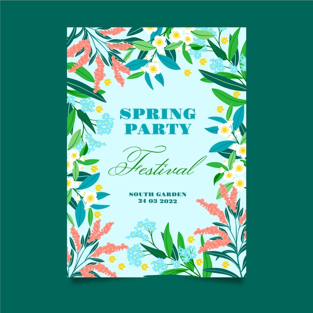 Free vector flat spring vertical poster template