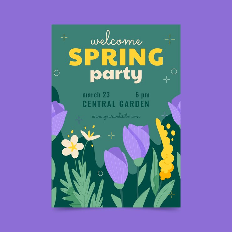 Free Vector flat spring vertical poster template