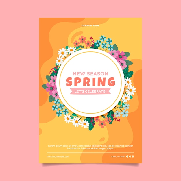 Flat spring vertical poster template