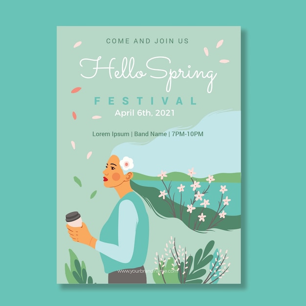 Free vector flat spring vertical poster template