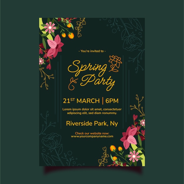 Free vector flat spring vertical poster template