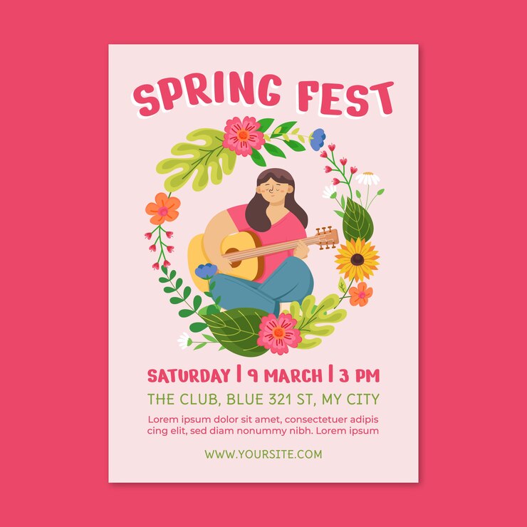 Free Vector flat spring vertical poster template