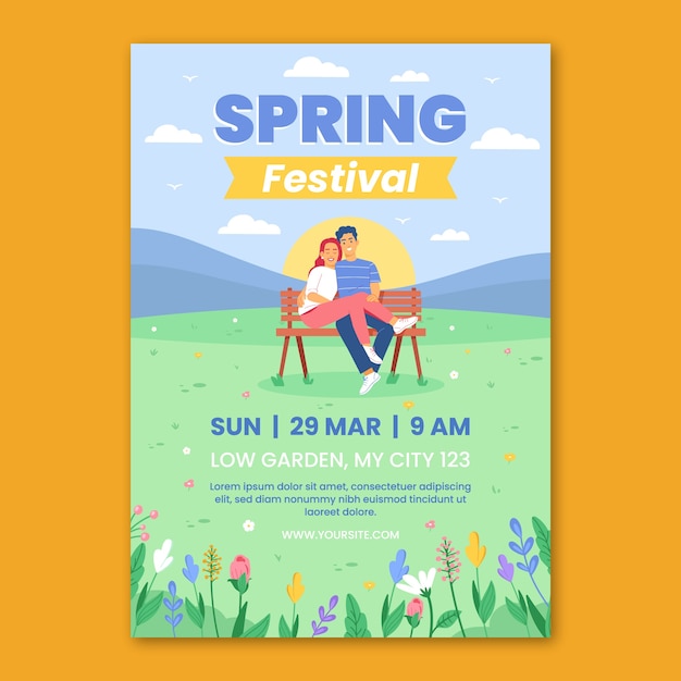 Free vector flat spring vertical poster template