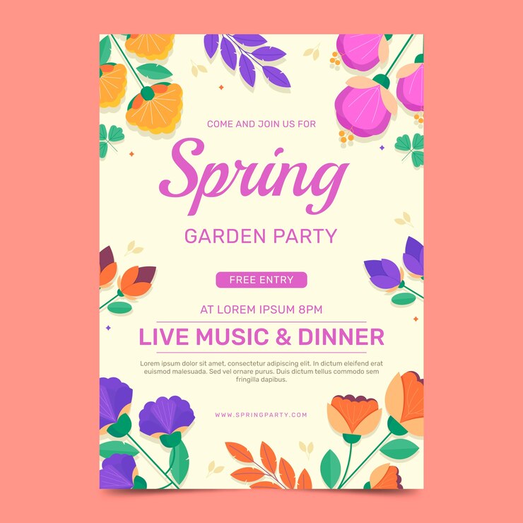 Free Vector flat spring vertical poster template