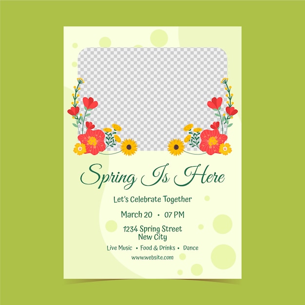 Free vector flat spring vertical poster template