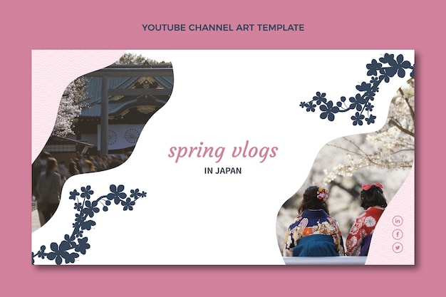 Free vector flat spring youtube channel art