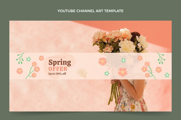 Free vector flat spring youtube channel art