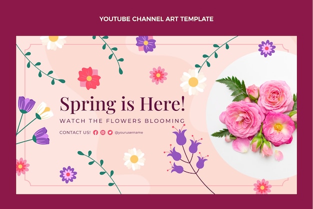 Free vector flat spring youtube thumbnail