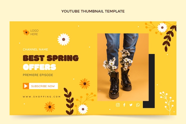 Free vector flat spring youtube thumbnail