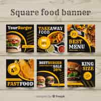 Free vector flat square food photographic banner