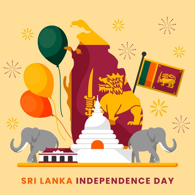 flat sri lanka independence day illustration