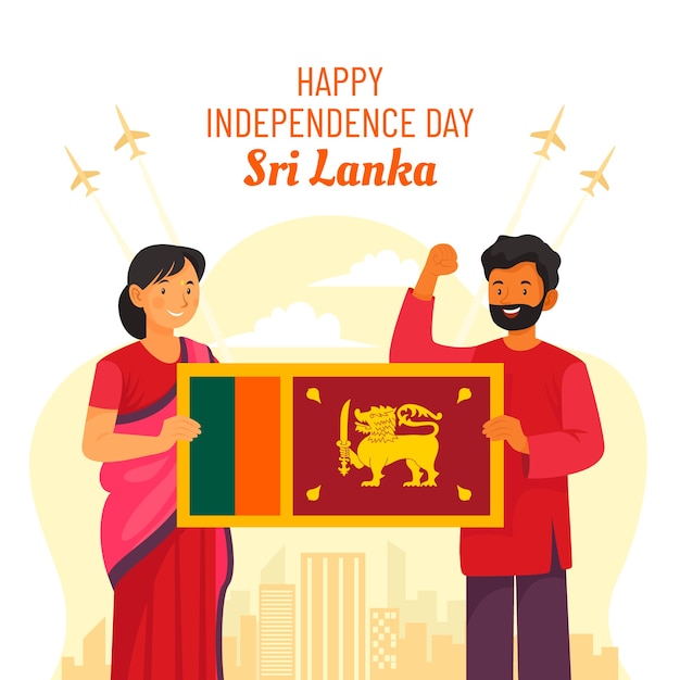 Illustrazione piatta del giorno dell'indipendenza dello sri lanka