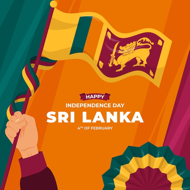 Illustrazione piatta del giorno dell'indipendenza dello sri lanka