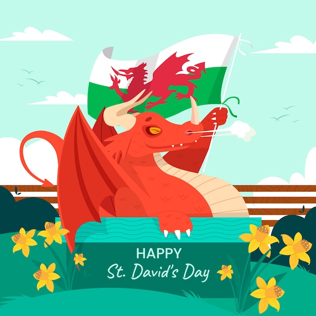 Free vector flat st. david's day illustration