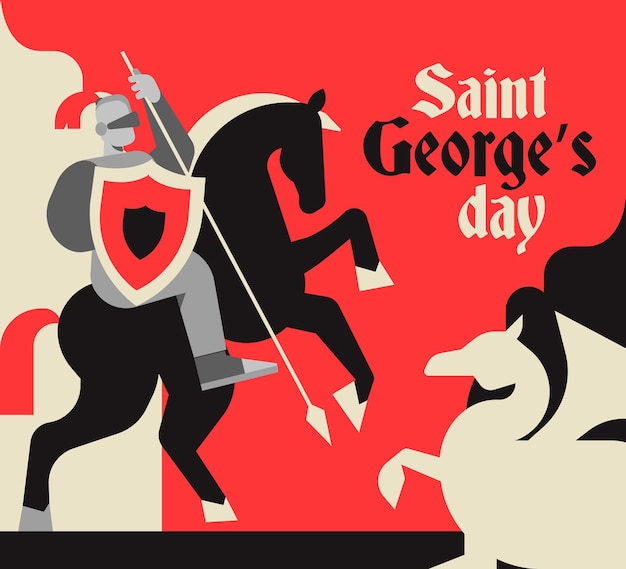 Бесплатное векторное изображение Квартира ул. день георгия иллюстрация с рыцарем