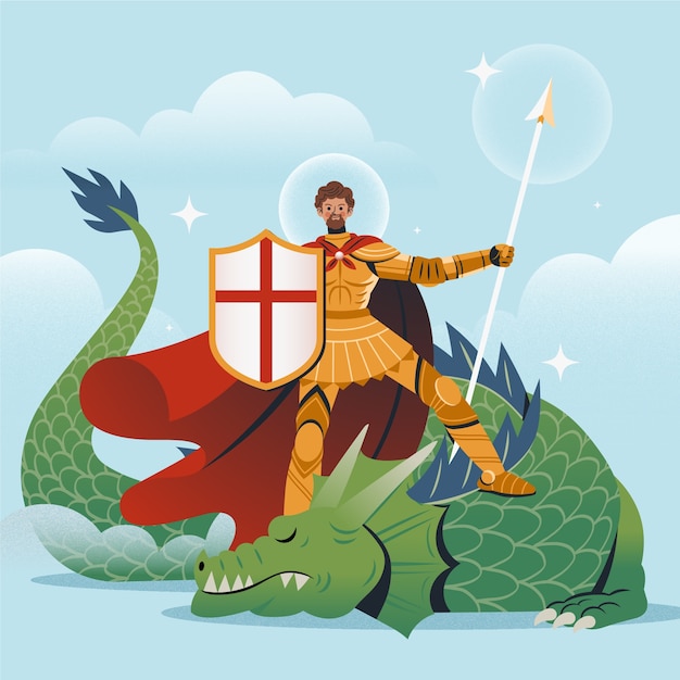 Vettore gratuito illustrazione di flat st. george's day