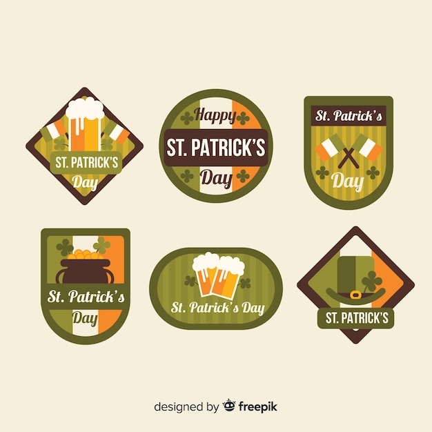 Flat st. patrick's day badge collection