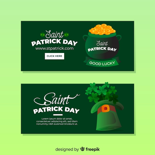 Flat st. patrick's day banners